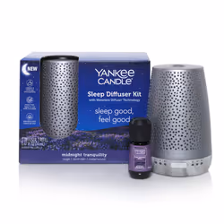 Yankee Candle Sleep Diffuser Kit | Silver Includes Diffuser for Essential Oils and Midnight Tranquility Oil Refill Up to 30 ...