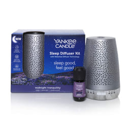 Yankee Candle Sleep Diffuser Kit | Silver  Includes Diffuser for Essential Oils and Midnight Tranquility Oil Refill  Up to 30 Nights of Relaxing Fragr