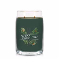 Yankee Candle Balsam & Cedar Scented  Signature 20oz Large Jar 2-Wick Candle  Over 60 Hours of Burn Time  Christmas | Holiday Candle