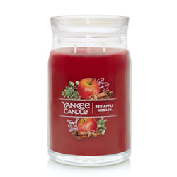 Yankee Candle Red Apple Wreath Scented  Signature 20oz Large Jar 2-Wick Candle  Over 60 Hours of Burn Time  Christmas | Holiday Candle