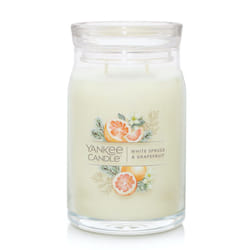 Yankee Candle White Spruce & Grapefruit Scented  Signature 20oz Large Jar 2-Wick Candle  Over 60 Hours of Burn Time Yellow  Christmas | Holiday Candle