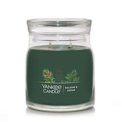 Yankee Candle Balsam & Cedar Scented  Signature 13oz Medium Jar 2-Wick Candle  Over 35 Hours of Burn Time  Christmas | Holiday Candle