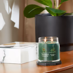 Yankee Candle Balsam & Cedar Scented  Signature 13oz Medium Jar 2-Wick Candle  Over 35 Hours of Burn Time  Christmas | Holiday Candle