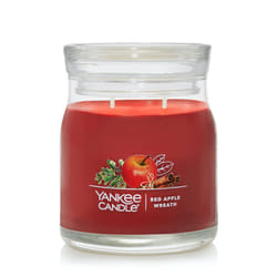 Yankee Candle Red Apple Wreath Scented  Signature 13oz Medium Jar 2-Wick Candle  Over 35 Hours of Burn Time  Christmas | Holiday Candle