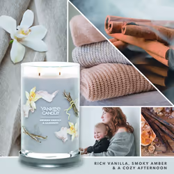 Yankee Candle Smoked Vanilla & Cashmere Scented  Signature 20oz Large Tumbler 2-Wick Candle  Over 60 Hours of Burn Time