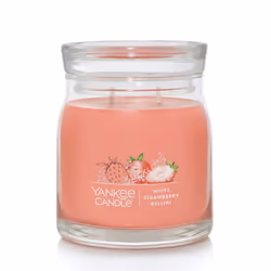 Yankee Candle White Strawberry Bellini Scented Signature 13oz Medium Jar 2-Wick Candle Over 35 Hours of Burn Time