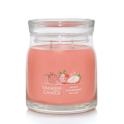 Yankee Candle White Strawberry Bellini Scented  Signature 13oz Medium Jar 2-Wick Candle  Over 35 Hours of Burn Time