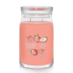 Yankee Candle White Strawberry Bellini Scented  Signature 20oz Large Jar 2-Wick Candle  Over 60 Hours of Burn Time