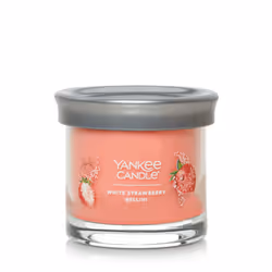 Yankee Candle White Strawberry Bellini Scented  Signature 4.3oz Small Tumbler Single Wick Candle  Over 20 Hours of Burn Time