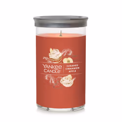 Yankee Candle Sugared Cinnamon Apple Signature Medium Pillar Candle - 14.25oz. Red - Soy Wax Blend Metal Lid Coaster - Home ...