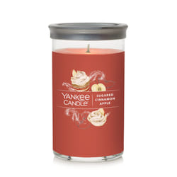 Yankee Candle Sugared Cinnamon Apple Signature Medium Pillar Candle - 14.25oz.  Red - Soy Wax Blend  Metal Lid Coaster - Home & Kitchen D?cor
