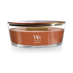 WoodWick Pumpkin Praline Scented Ellipse Candle  Crackles as it Burns  Up to 50 hrs Burn time  16oz