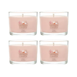 Yankee Candle Signature Votive Mini Candle Jar  Pink Sands Scent  Natural Soy Wax Blend Candle with Natural Fiber Wick  1.3 OZ Glass Jar (Pack of 4)