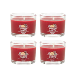Yankee Candle Signature Votive Mini Candle Jar Holiday Zest Scent Natural Soy Wax Blend Candle with Natural Fiber Wick 1.3 OZ Glass Jar Pack of 4
