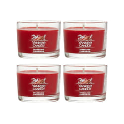 Yankee Candle Signature Votive Mini Candle Jar  Sparkling Cinnamon Scent  Natural Soy Wax Blend Candle with Natural Fiber Wick  1.3 OZ Glass Jar (Pack
