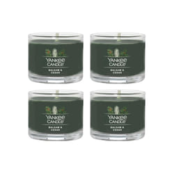 Yankee Candle Signature Votive Mini Candle Jar  Balsam & Cedar Scent  Natural Soy Wax Blend Candle with Natural Fiber Wick  1.3 OZ Glass Jar (Pack of