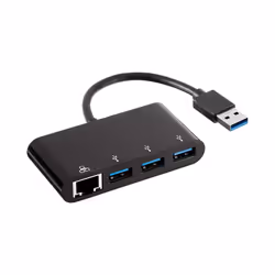 4-Port Adapter With 3 USB-A Ports + 1 RJ45 Gigabit Ethernet Port, Black
