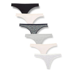 Amazon Essentials Womens cotton Thong Underwear  Pack of 6  Ditsy Floral  X-Small