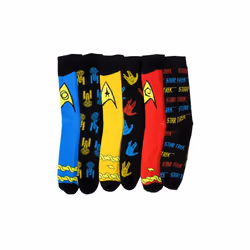 Star Trek 885242 Star Trek Spock Assorted Crew Socks, Multi Color - Pack of 6