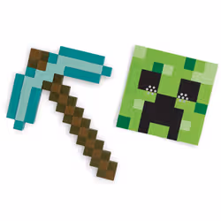 Disguise Minecraft Diamond Pickaxe & Creeper Mask Fancy Dress Set for Kids