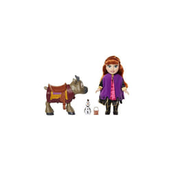 Frozen 2- Disney Princess Anna Doll with Olaf and the Reindeer Sven Figures from Frozen II Set, Colour Movie Replicas, One Size (Glop Games 207164)