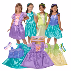Disney Princess Girls Dress Up Trunk - Rapunzel  Ariel  Tiana & Jasmine - 21 Pieces [Amazon Exclusive]