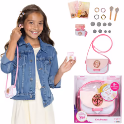 Disney Princess Style Collection Girls Purse Pretend Play Chic Petite Bag A - Mini Soft Vinyl Handbag for Girls with 5+ Acces ...