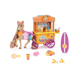 Wild Manes Horse Toys Baileys Surf & Snacks Cart Playset with Bailey Horse Doll Figure  Includes Brush and Play Accessories