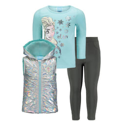 Disney Frozen Elsa Little Girls Zip Up Vest T-Shirt and Leggings 3 Pie