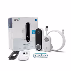 Arlo Essential Video Doorbell 2K & Chime, Black, White, 180°, Wired & Wireless, Battery, 48.5 mm, 33.3 mm