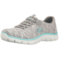 Skechers Women's Empire Game On Fashion Sneaker  Gray/Light Blue  7 W US
