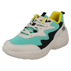 Ladies Skechers Lace Up Memory Foam Casual Trainers Popsicle 33122 - White, UK 2