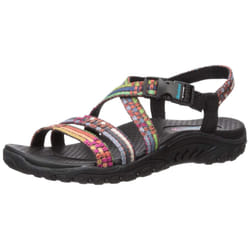 Skechers Women's Reggae-SEW ME-Boho Woven Strappy Slingback Sandal  Black Multi  9