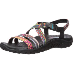 Skechers Women's Reggae-Sew Me-Boho Woven Strappy Slingback Sandal  Black Multi  10