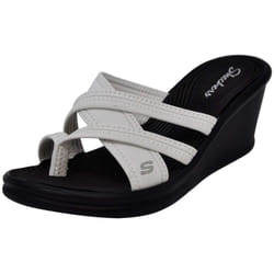 Skechers Women's Cali Rumblers Wedge Sandal  White  10 M US