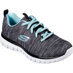 Skechers Women's Graceful Twisted Fortune Trainer Multicolor 31940 - Black/Turquoise, 3