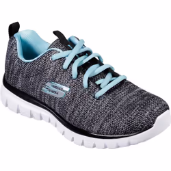 Skechers Women's Graceful Twisted Fortune Trainer Multicolor 31940 - Black/Turquoise, 4