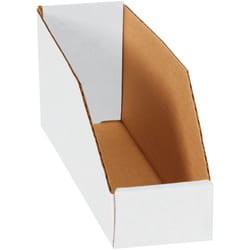 Top Pack Supply Open Top Bin Boxes  3"""" x 12"""" x 4 1/2""""  White (Pack of 50)