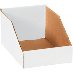 Top Pack Supply Open Top Bin Boxes  6"""" x 9"""" x 4 1/2""""  White (Pack of 25)