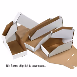 Top Pack Supply Open Top Bin Boxes  6"""" x 9"""" x 4 1/2""""  White (Pack of 25)