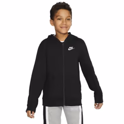 Nike Boy's NSW Club Full Zip Hoodie  Black/Black/White  Small