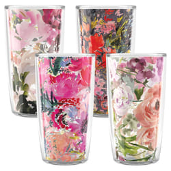 Tervis Kelly Ventura Floral Collection Made in USA Double Walled Insulated Tumbler Travel Cup Keeps Drinks Cold  Hot  16oz 4pk