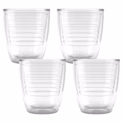 Tervis Made in USA Double Walled clear & colorful Tabletop Insulated Tumbler cup Keeps Drinks cold & Hot, 12oz - 4pk, clear