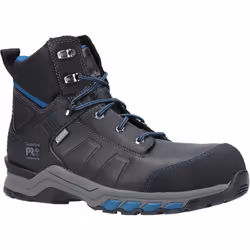 ) Timberland Pro Hypercharge Work Leather Black/Teal Safety Boots - Black, 7 (Adults'