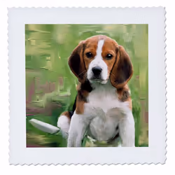 3dRose qs_4020_1 Beagle Puppy Quilt Square  10 by 10-Inch