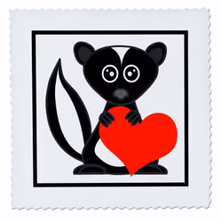 3dRose qs_6107_1 Skunk Has My Heart Quilt Square  10 by 10-Inch