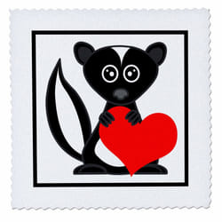 3dRose qs_6107_1 Skunk Has My Heart Quilt Square  10 by 10-Inch