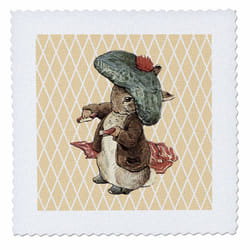 3dRose qs_79402_1 Vintage Rabbit-Animals Art-Peter Rabbit Quilt Square  10 by 10-Inch
