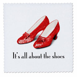 3dRose LLC qs_108339_1 Quilt Square  10 by 10-Inch  Its All About The Shoes  Ruby Slippers Wizard of Oz
