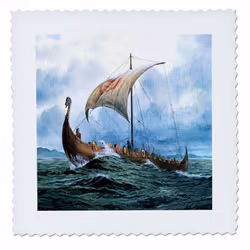 3dRose qs_98640_4 Viking Ship.Jpg-Quilt Square  12 by 12-Inch